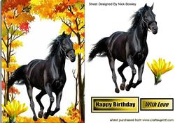 Beautiful Black Stallion in Autumn Woods