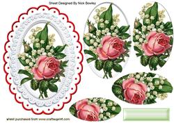 Pretty Pink Rose with Lily of the Valley Pyramids