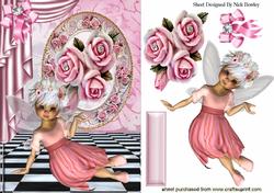 Pink Roses in Frame with Faerie