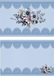 Pretty Blue Flowers on Lace A5 Insert