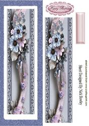 Pretty Floral Blue Border Tall Dl