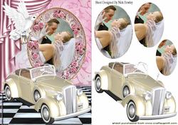 White Dove with Wedding Rings, & Roses Oval Pyramids