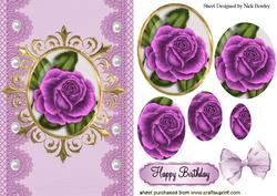 Pretty Pink Rose in Ornate Frame with Bow Oval Pyramids