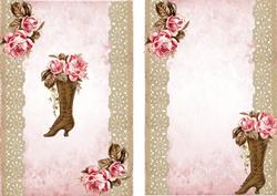 Vintage Boot with Roses on Lace A5 Insert