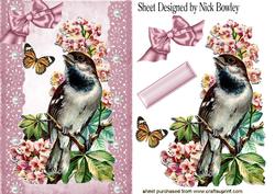 Pretty Bird on a Branch with Vintage Lace