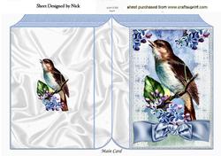 Bird on a Branch with Blue Bow Folded Book