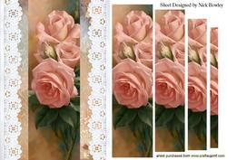 Broderie Anglaise Lace with Peach Roses Pyramids