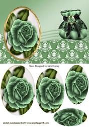 Green Roses & Lace Purse Oval Pyramids