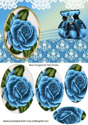 Blue Roses & Lace Purse Oval Pyramids