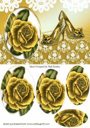 Gold Roses & Sparkle Shoes Oval Pyramids