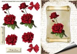 Beautiful Red Rose on a Scroll with Script Paper
