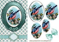 Pretty Bird on a Branch with Flowers Oval Pyramids