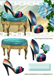Rainbow Shoes with a Stool and Roses