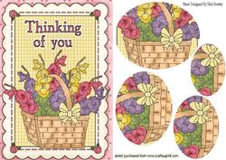 Pretty Basket of Flowers Oval Pyramids
