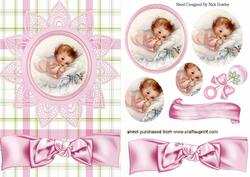 Baby Girl on Lace Flower with Bow Oval Pyramids