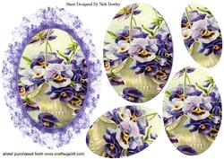 Lilac Pansies in a Basket Oval Pyramids