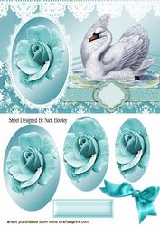 Beautiful Swan with Rose Oval Pyramids
