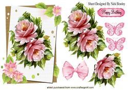 Pretty Pink Roses with Butterflies and Bow