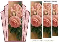 Art Deco Frame with Pink Roses Pyramids