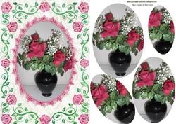 Red Silk Roses & Gypsophila Oval Pyramids