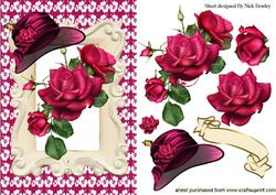 Pretty Red Roses with Hat in Cream Frame