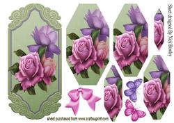 Edwardian Pink & Lilac Roses on a Plaque Pyramids