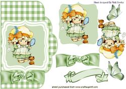 Cute Girl Topper with Kittie Card Front