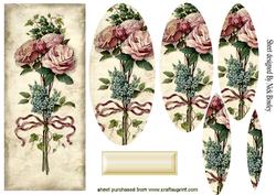 Wild Pink Roses with Bow on a Plaque Oval Pyramids