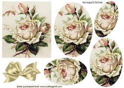 Pink Roses Oval Pyramids with Cream Bow
