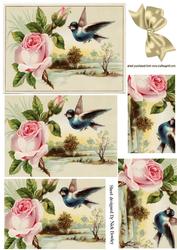Pretty Bird with Pink Rose Pyramids