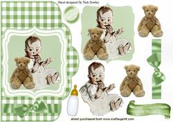 Precious Boy Vintage Baby Topper and Card