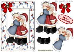 Mr and Mrs Snowman Dressed for Christmas