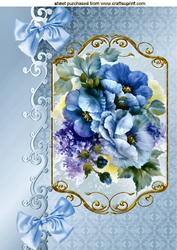 A Bouquet of Lilac/blue Flowers with Bows A4