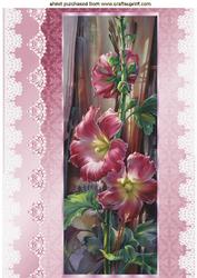 Pink Garden Flowers with Lace A4