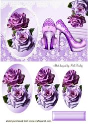 Pretty Pink/purple Roses Oval Pyramids & Shoes