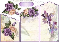 Pretty Cream/lilac Roses Cascading Card