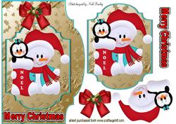 Cute Snowman & Penguin in Stocking Topper