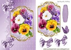 Pretty Coloured Pansies on Topper & Card