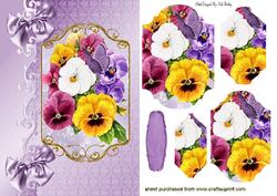 Coloured Pansies with Bows Bracket Pyramids