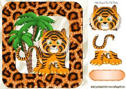 Tiger in Frame with Palm Trees 8x8