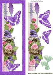 Beautiful Border of Summer Flowers and Butterflies Tall Dl