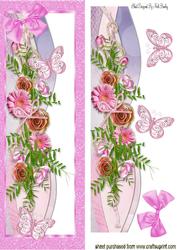 Pink Summer Border of Flowers & Butterflies, Tall Dl