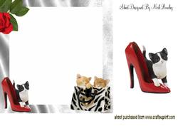 Playful Kittens in Handbag and Shoes 7x7 Insert