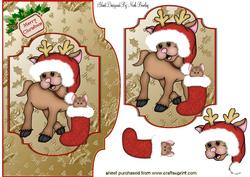 Christmas Reindeer and Little Mouse Topper & Crd
