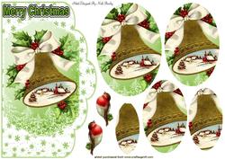 Bell with Holly, Scene & Robin Oval Pyramids