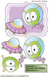 Little Alien with His Spaceship