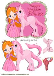 Birthday Princess with Her Little Pink Pony