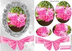 Pretty Pink Roses, with Big Bow, Oval Pyramids