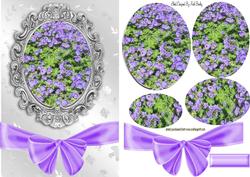 Pretty Purple Geraniums with Big Bow Oval Pyramids