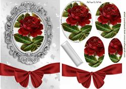 Pretty Red Rose with Big Bow, Oval Pyramids
